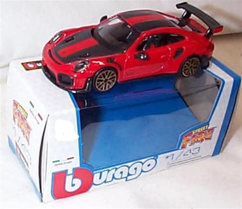 Image of Burago Street fire Red black striping P0RSCHE 911 GT car 1:43 scale Diecast model