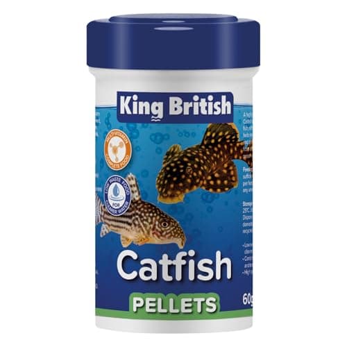 Image of King British – Catfish Pellets 60g – Multi-Vitamin Complete Sinking Food for Catfish & Other Bottom-Feeding Tropical Fish – Clear Water Formula –Natural ingredients – Support A Healthy Immune System