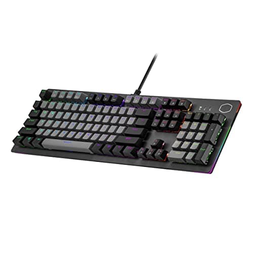 Image of Cooler Master CK352 Full Mechanical Gaming PC Keyboard, Click Blue Switches, Customizable RGB Illumination and Lightbars, Sandblasted Aluminum Top, Dual Keycap Scheme, QWERTY (CK-352-GKML1-US)