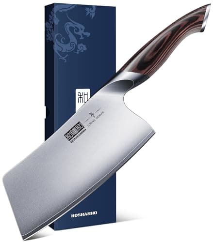 Image of HOSHANHO Cleaver Knife 7 Inch, Ultra Sharp Japanese High Carbon Steel Vegetable Meat Cleaver, Multifunction Chopper Butcher Knife for Home Kitchen and Restaurant