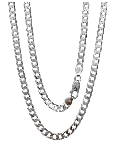Image of Treasure Bay 4.8mm Solid 925 Silver Curb Chain for Men and Women Length: 40cm, 45cm, 48cm, 50cm, 52cm, 55cm and 60cm (55)
