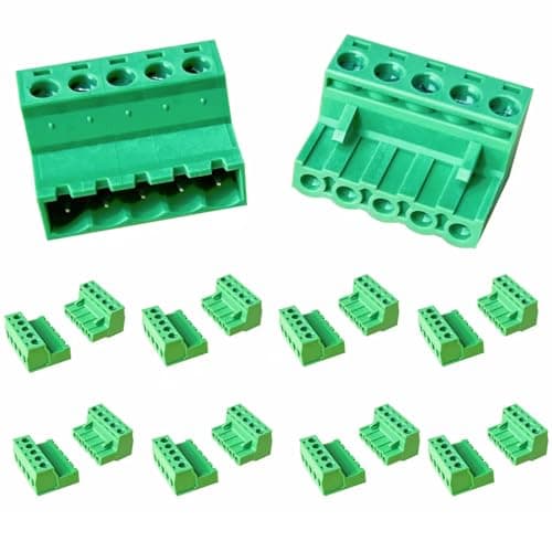 Image of 10Set 5 Pin 5.08mm Pitch PCB Mount Screw Terminal Block Connector with Phoenix Type Plug 300V 15A for 12-28AWG Cable