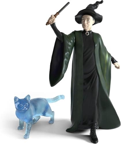 Image of SCHLEICH Harry Potter - Professor McGonagall and Patronus Cat Figurines - 2PC Harry Potter Set - Wizarding World Collectible Figures for Kids and Adults - Ages 6+ | 42682
