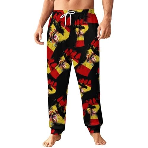 Image of Spain Flag Nation Spirit Men's Sweatpants Drawstring Loose Fit Jogger Pants Workout Tracksuit Bottoms