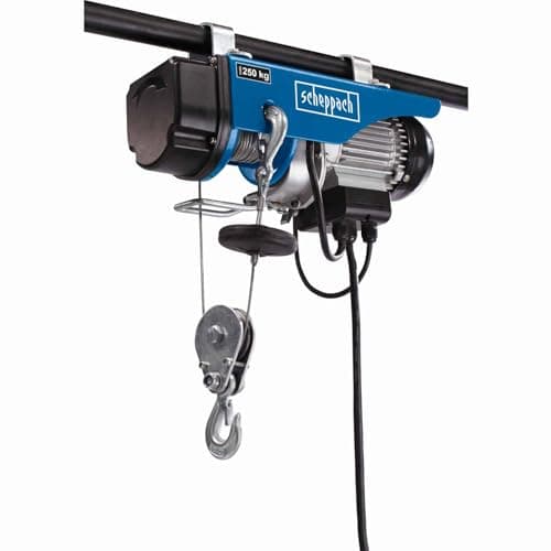 Image of Scheppach HRS250 Electric Cable Hoist | 125kg/250kg with Pulley | 12m Lift | Emergency Stop | Mounting Brackets (HRS250)