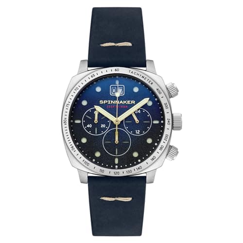 Image of Spinnaker Hull Men's Lapis Japanese Quartz 42mm Watch with Leather Strap SP-5068-03