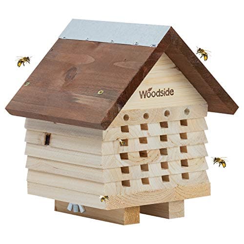 Image of Woodside Wooden Garden Bee House, Natural Bug/Insect Hotel Shelter, Outdoor Nest Box