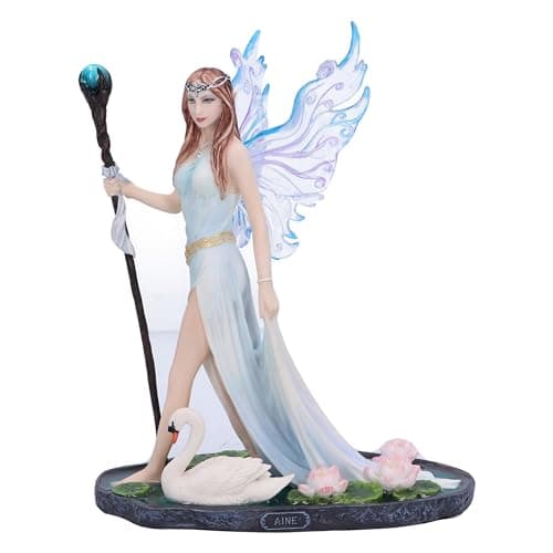 Image of Nemesis Now Aine The Faery Queen of Summer 23cm, Resin, Pale Blue/Purple, Elegant Fairy Walking on Water Figurine, Fantasy Giftware, Cast in the Finest Resin, Expertly Hand-Painted