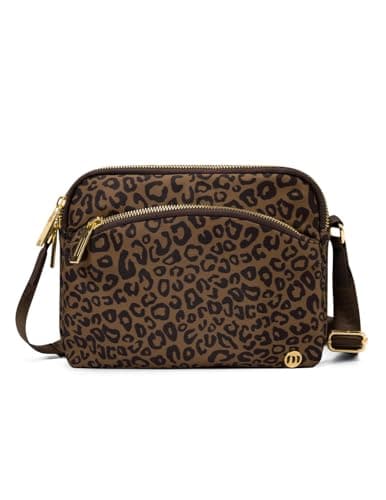 Image of AOTM Cross Body Bag Women, Lightweight Handbag for Ladies, Multi Pockets, Waterproof Shoulder Bag with Adjustable Strap, for Travel, School, Work(Gold Leopard Print)
