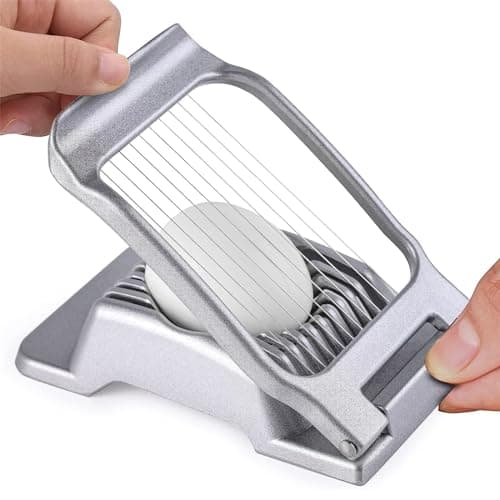 Image of STFMHEZ Egg Slicer for Hard Boiled Eggs, Heavy Duty Aluminum Egg Cutter Slicer for Egg Strawberry Mushroom Soft Fruit, Manual Egg Cutter Cutting Wire Made of Stainless Steel for Kitchen