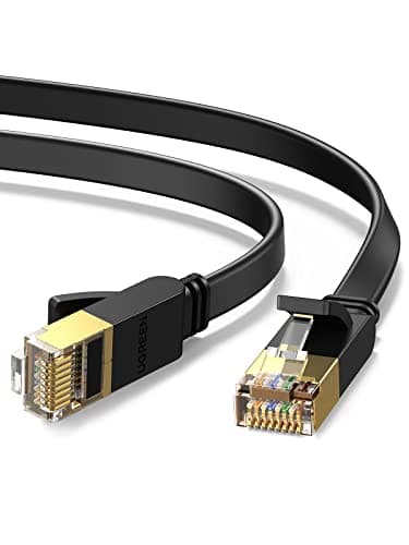 Image of UGREEN Ethernet Cable 1M, Cat 7 Flat High-Speed Gigabit Network Cable, U/FTP 10Gbps 600Mhz/s RJ45 LAN Cable Internet Patch Cord Compatible with Router, Modem, Xbox, PC & Laptop, PS5, Switch, Printer