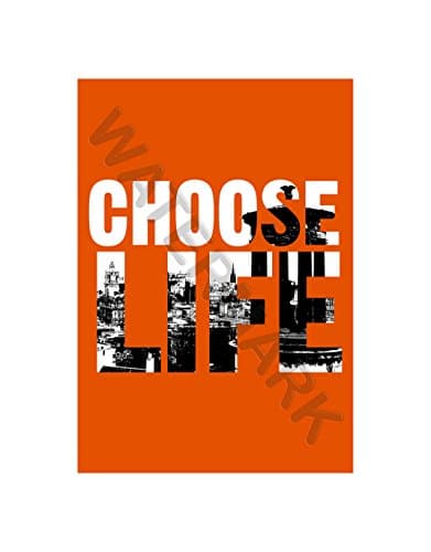 Image of Wee Blue Coo Quote Choose Life Trainspotting Edinburgh Wall Art Print