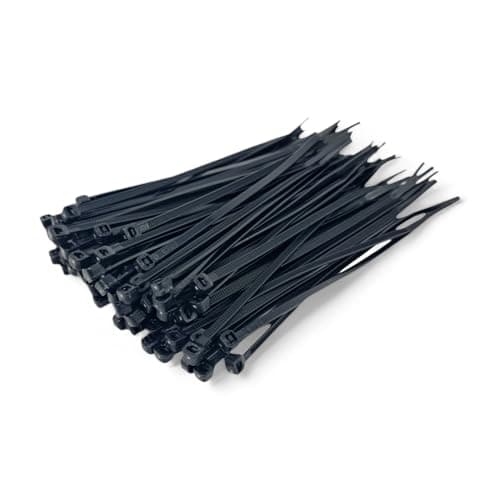 Image of Black Cable Ties (100 Pack - 400mm x 2.5mm) Small Nylon Zip Ties Plastic Tie Wraps for Office Cable Tidy Garden DIY