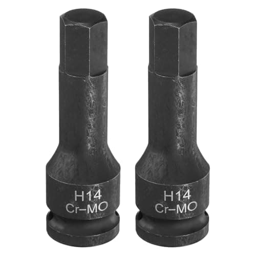 Image of sourcing map 2pcs H14 (14mm) Hex Impact Bit Socket 1/2" Drive Sockets CR-MO Steel Hex Lengthen Screwdriver Socket Adapter for Electric Ratchet Wrenches Fastening Screws