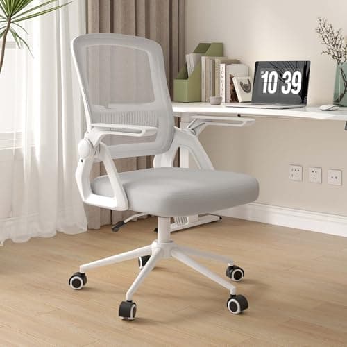 Image of naspaluro Ergonomic Office Desk Chair, Height Adjustable Executive Work Computer Chairs with Padded Seat Cushion, Swivel Mesh Chair with 90° Flip-up Armrest & Lumbar Support for Home/Office