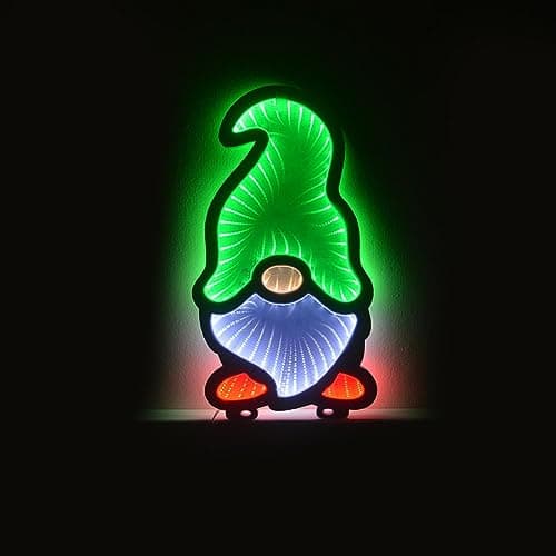 Image of YöL 40cm Infinity LED Colourful Christmas Gonk In Green Hat With Base Xmas Light-up Decoration