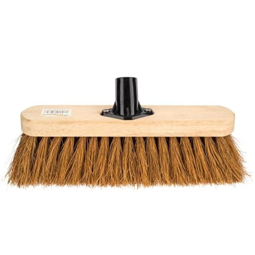 Image of HOMESHOPA 12" Wooden Broom Head Natural Soft Coco Bristle, Replacement Broom Head, Indoor Outdoor Floor Sweeping Brush, Fitted Fixing Bracket Connector
