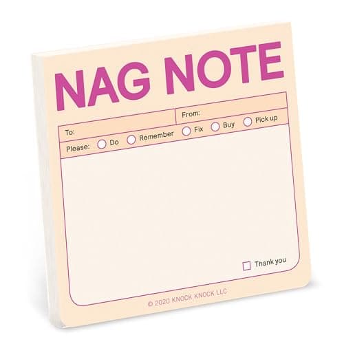 Image of 1-Count Knock Knock Nag Note Sticky Note Pads, 3 x 3-inches Each (Pastel Edition)