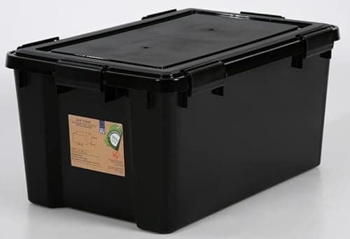 Image of Solent Plastics 1 x 50 Litre Extra Large Weathertight Airtight Black Plastic Damp Area Dry Storage Box! 59cm x 39cm x 29cm - Hermetically Sealed Removable Lid!