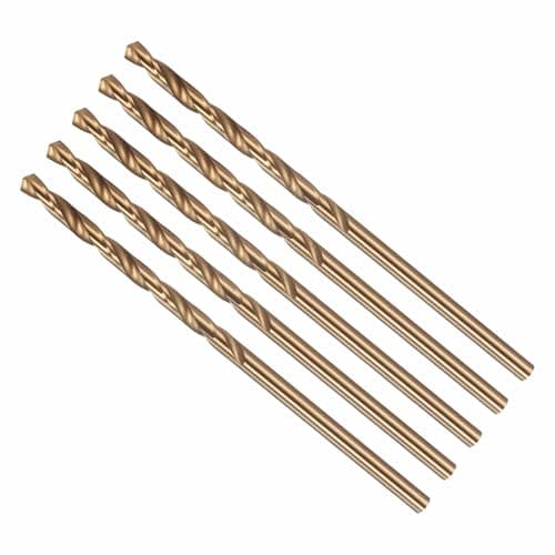 Image of CoCud 2.7mm Drill Bit, #36 Cutting Diameter, 4341 HSS Number Jobber Bits 135° Cutting Angle Gold Finish - (Applications: for Drilling Soft Metal Plastic Wood), 5-Pieces