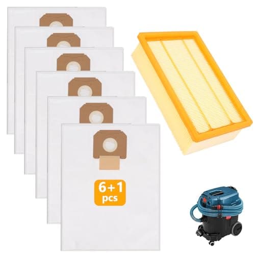 Image of Sgizoku 6 Dust Bags with 1Flat Pleated Filter for Bosch GAS 35 L AFC/L SFC+/M AFC Dust Extractors,GAS 35 Vacuum Cleaner Bags for Bosch Replacement Fleece Filter Bag