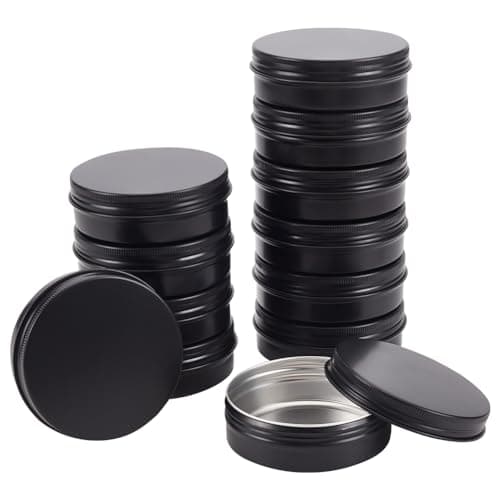 Image of BENECREAT 12PCS 100ml Aluminum Tin Jars, Round Aluminum Tin Cans Cosmetic Containers with Screw Lid for DIY Crafts Travel Storage-Black