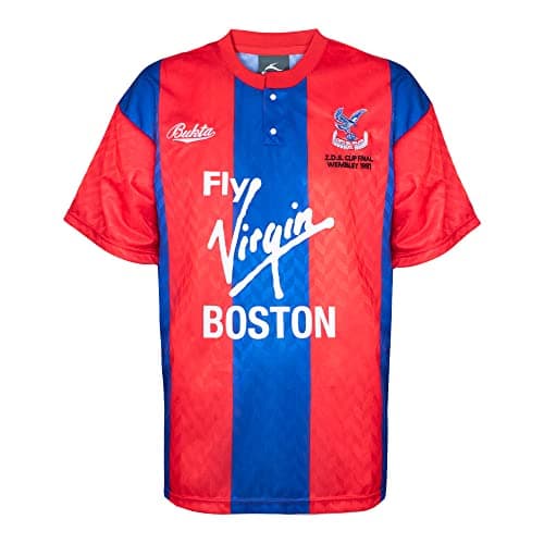 Image of Crystal Palace 1991 ZDS Final Retro Football Shirt Blue/Red Large Polyester