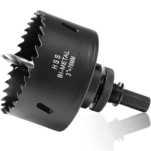 Image of 76mm Hole Saw Drill Bit for Metal and Wood, 3 inch HSS Bi-Metal Hole Cutter with cutting Depth of 40mm for Punching Circular Holes on Ceiling Board, Acrylic Panel, Plate Steel and Sheet Iron