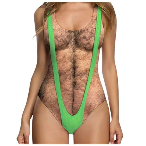 Image of Ewleguzka High Cut One-Piece Swimwuit for Women Ladies Swimming Costume Fruit Print Bikini Set Funny Bathing Suit Monokini