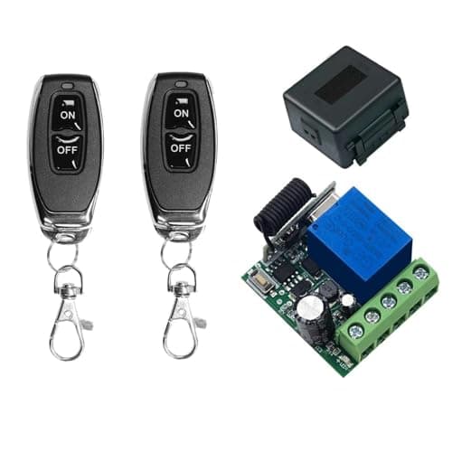 Image of QIACHIP 433 Mhz Wireless RF Relay Remote Control Switch DC 5V 12V 24V 1 Channel Momentary Control Receiver with 2 on/off Transmitters Keyfobs Potential-Free Contacts for Light, Garage door opener