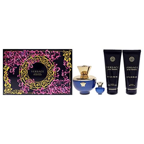 Image of Versace Dylan Blue Pour Femme 4 Piece Gift Set: Eau De Parfum 5ml - Shower Gel 100ml - Body Lotion 100ml