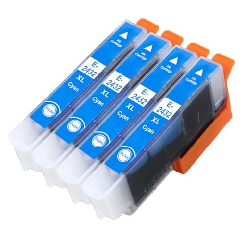 Image of Go Inks Compatible 24XL Cyan Ink Cartridge – 4 Pack XL Multipack replaces T2431 for Epson Expression XP-55, XP-65, XP-750, XP-760, XP-850, XP-860, XP-950, XP-960, XP-970-12ml