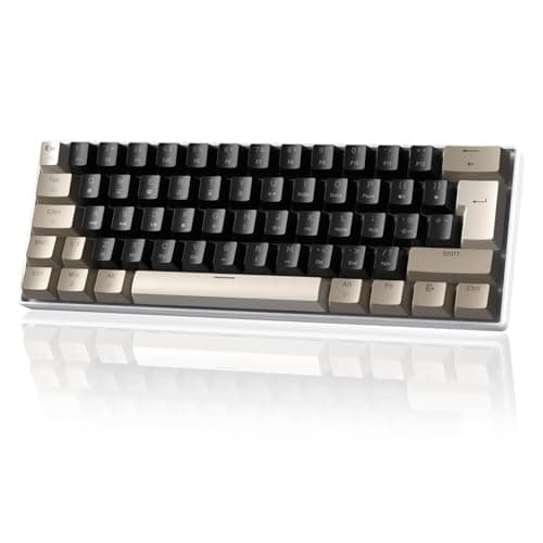 Image of MAGIC-REFINER MK21 60% USB-C Wired Mechanical Gaming Keyboard UK Layout, Clicky Blue Switches, Hot Swappable, Ultra-Compact 62 Keys, RGB Backlight, PBT Keycaps, for Gamer, Office, Typists, Chocolate