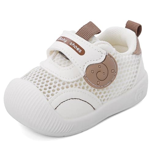 Image of MK MATT KEELY Baby Boys Girls First Walking Shoes Toddlers Summer Breathable Anti-Slip Trainer Sneakers for Infant,Size 5 UK Child,White