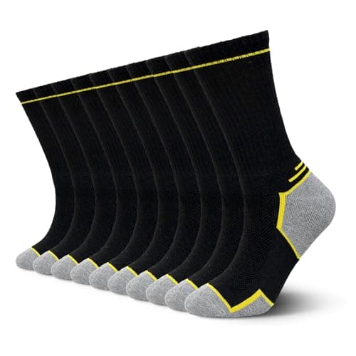 Image of LOFIR Mens Work Boot Socks: Heavy Duty Cushioned Crew Socks Women with Reinforced Heel and Toe Breathable for Construction Workman Mechanics Workwear Walking Hiking Outdoor Sports Multipack 9-11