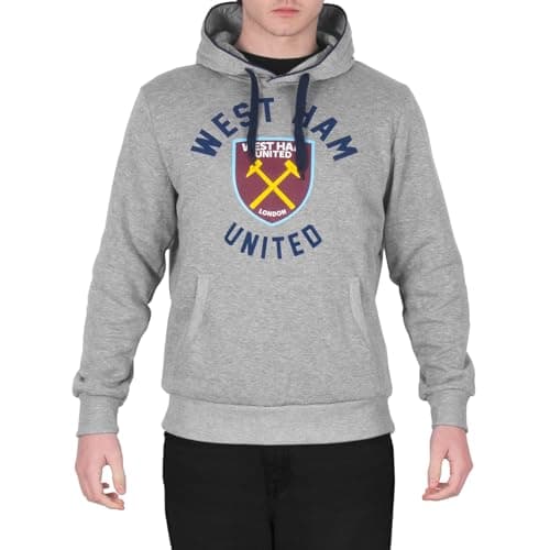 Image of West Ham United FC Official Football Gift Mens Fleece Graphic Hoody Grey Small