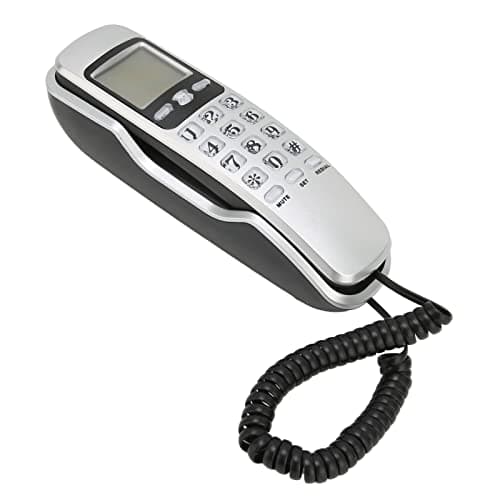 Image of Retro Wall Phone with Handset Volume Control Landline Corded Telephone with LCD Display for Home,Hotel,Bathroom,Living Room,School and Office (Silver)
