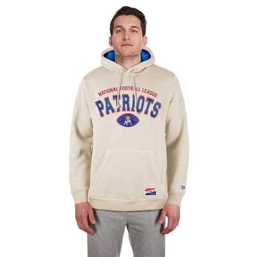 Image of New Era Cap Nfl 3rd Down Hooded Pullover New England Patriots Classic Stone Official Team Color Unisex