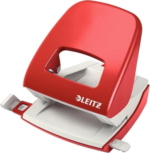 Image of Leitz NeXXt 50086025 Office Hole Punch Metal 30-Sheet Capacity in Blister Packaging Red