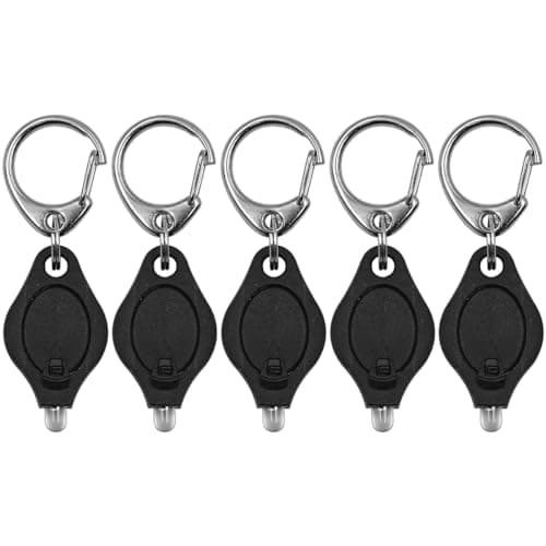 Image of Namvo 6 Pack Mini LED Flashlight Keychain Ultra Bright Key Ring Light Torch with Spring Carabiner (Black)