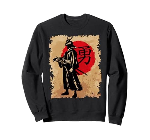 Image of Japanese Samurai Warrior Rising Sun Japan Calligraphy Sweatshirt