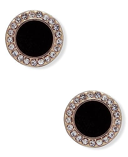 Image of DKNY Gold-Tone Stone & Crystal Halo Stud Earrings - Sparkling Gold Earrings - Beautiful Women's Jewelry, One Size, Gold-tone mixed metal, No Gemstone