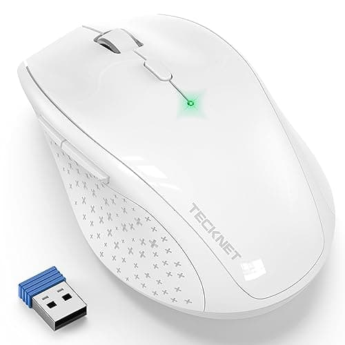 Image of TECKNET 2.4G Wireless Mouse for Laptop, 4800 DPI Optical Computer Mice with 6 Adjustable Levels, 30 Months Long Battery Life Cordless Silent USB Mouse for Notebook, PC, Office Home Work (White)
