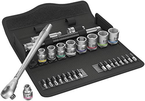 Image of Wera 05004047001 8100 SB 7 Zyklop Metal Ratchet Set with Push-Through Square, 3/8" Drive, Metric, 29 Pieces