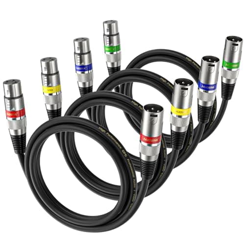 Image of NUOSIYA 1M XLR Cables 4 Packs,XLR Male to Female 3 Pins Balanced Microphone Cable for Studio Recorder, Mic, Mixer, Speaker System, Phantom Power