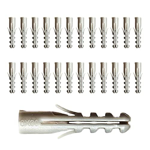 Image of Brackit 100 Pack Masonry Rawl Plugs - 6x30mm (1/4"x1-3/16") - Heavy Duty Plastic Wall Plug Fixings for Brick, Concrete, Stone – Ideal for Building or Hardware