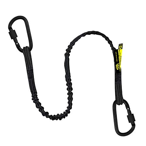 Image of Premium Quality Dual Carabiner Tool Lanyard – Safety Fall Protection – Aluminium Screw Lock – Twin Locking Attachments - Ultra-Sturdy Tool Leash – Reflective Hi Visibility - 3 Foot (Black 1PK)