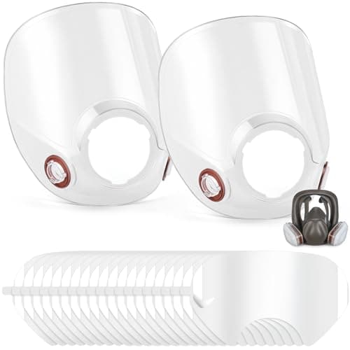 Image of Tellegloww 2 Pcs Replacement Parts Lens Assembly for 6000 Series Full Face Respirator and 20 Pcs Peel off Lens Cover Compatible with 6000, 6700, 6800, 6900 Series Full Face Cover