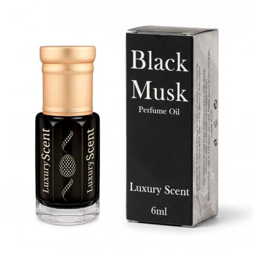 Image of Perfume Oil Black Musk 6ml Roll-On by Luxury Scent – Long Lasting Alcohol-Free Unisex Attar with Dark Musky Amber Oriental Notes, Travel Size Arabian Inspired Fragrance with Velvet Gift Pouch