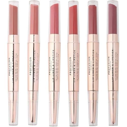 Image of Profusion Cosmetics Lunar Lips Dual-Ended Lipstick and Gloss Set, Vibrant Colour with Shine, Bold Pigment, Vegan & Cruelty-Free Lip Makeup